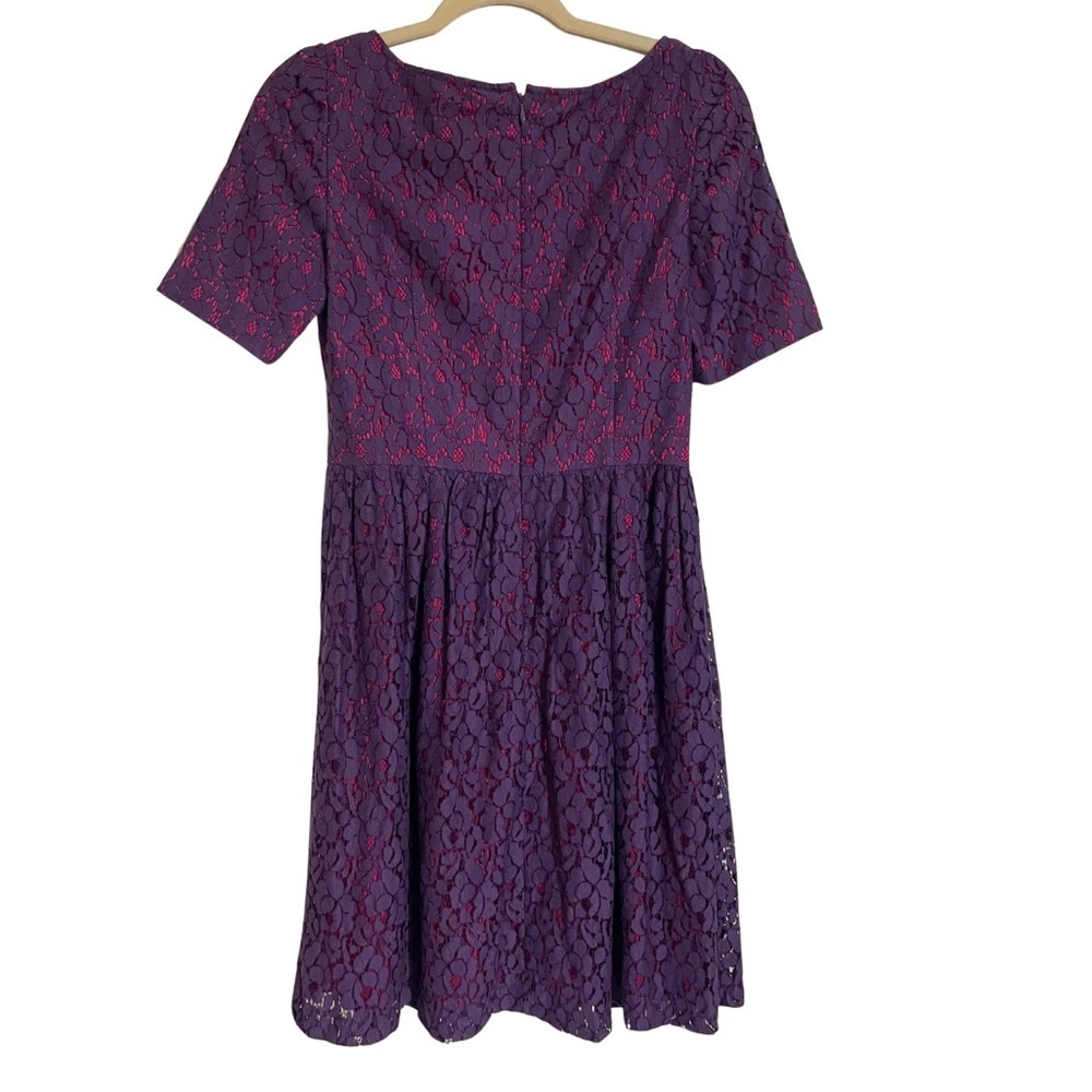 Adrianna Papell Elegant Purple Lace Dress Size 6 - Picture 2 of 11
